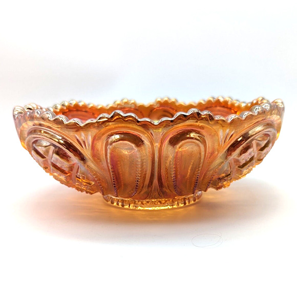 Imperial Carnival Glass Bowl Rubigold Marigold #438 Scalloped Sawtooth Vintage - Picture 6 of 12